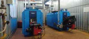 Ремонт двухтопливной горелки Oilon GKP 90H на котле Buderus GE515 510 кВт в Разливе
